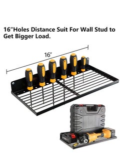 XiuWoo 2 Pack Wall Mount Power Metal Tool Organizer Storage Rack, Drill Holder, Floating Cordless Power Tool Storage Rack, Tool Storage Shelving, Home Storage Rack  - Image 3