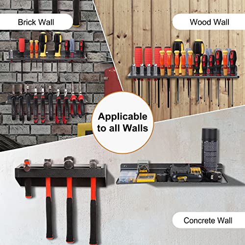 AHOWPD Screwdriver Organizer, Metal Plier Organizer Hammer Rack Screwdriver Holder Hand Tool Organizer and Storage Rack Wall Mount for Garage Workshop Workbench - 4 Pack - Image 4