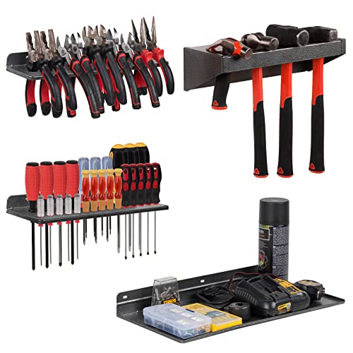 AHOWPD Screwdriver Organizer, Metal Plier Organizer Hammer Rack Screwdriver Holder Hand Tool Organizer and Storage Rack Wall Mount for Garage Workshop Workbench - 4 Pack - Image 1