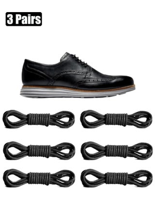 Waxed Round Shoe Laces, 31.5"/80cm Formal Business Oxford Shoelaces for Men or Women's Dress Shoes,Black