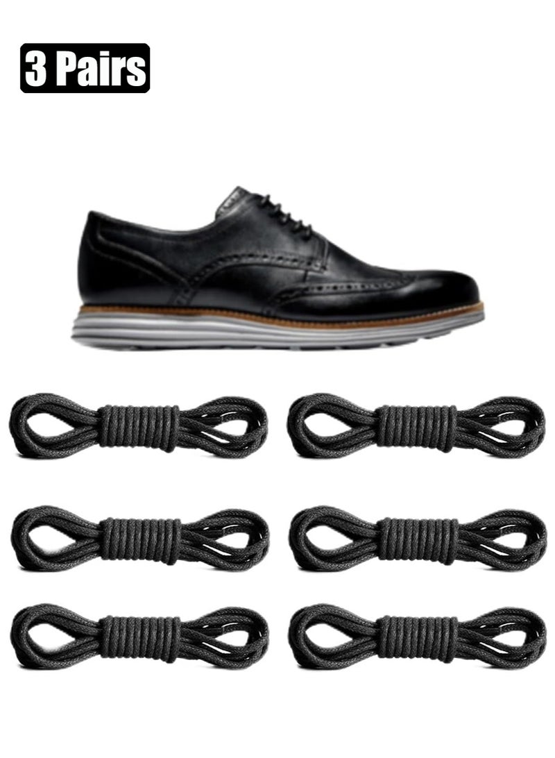 متجر الفرح أربطة أحذية دائرية مشمعة، 80 سم/31.5 بوصة، أربطة أحذية أكسفورد رسمية للرجال أو النساء، أسود - Image 1