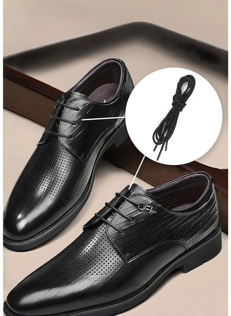 متجر الفرح أربطة أحذية دائرية مشمعة، 80 سم/31.5 بوصة، أربطة أحذية أكسفورد رسمية للرجال أو النساء، أسود - Image 2