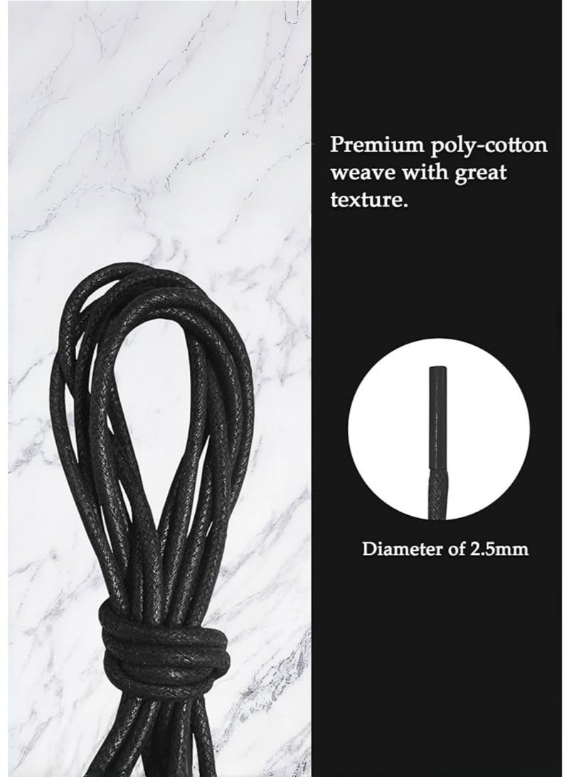 متجر الفرح أربطة أحذية دائرية مشمعة، 80 سم/31.5 بوصة، أربطة أحذية أكسفورد رسمية للرجال أو النساء، أسود - Image 5