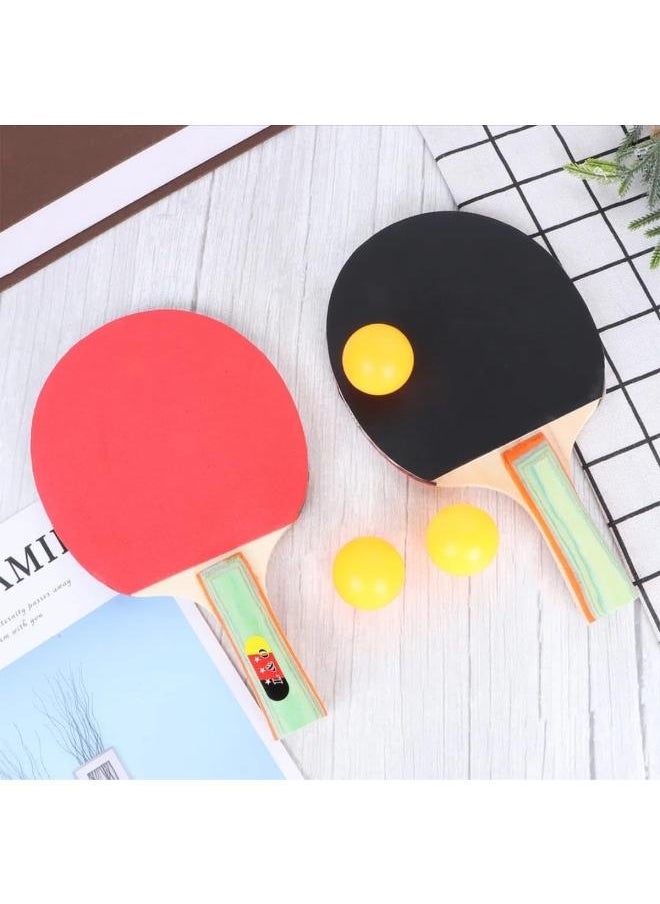 Generic Two Ping Pong Rackets + Three Table Tennis Balls 