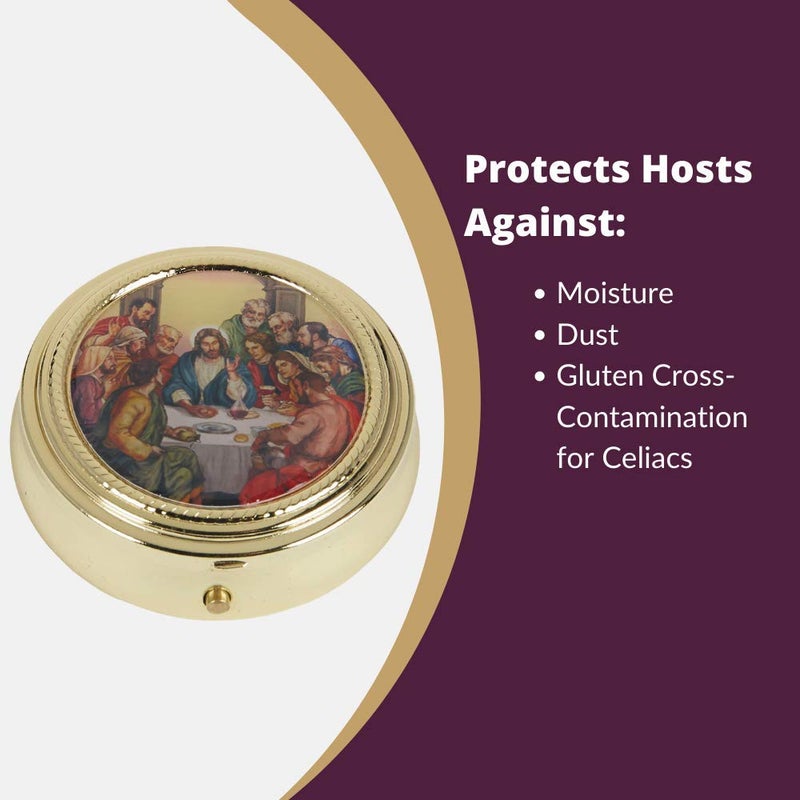 Autom Gold Toned Catholic Communion Chalice Eucharist Host Carrier Travelling Pyx - Image 2