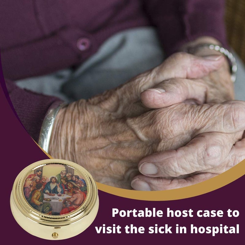 Autom Gold Toned Catholic Communion Chalice Eucharist Host Carrier Travelling Pyx - Image 5