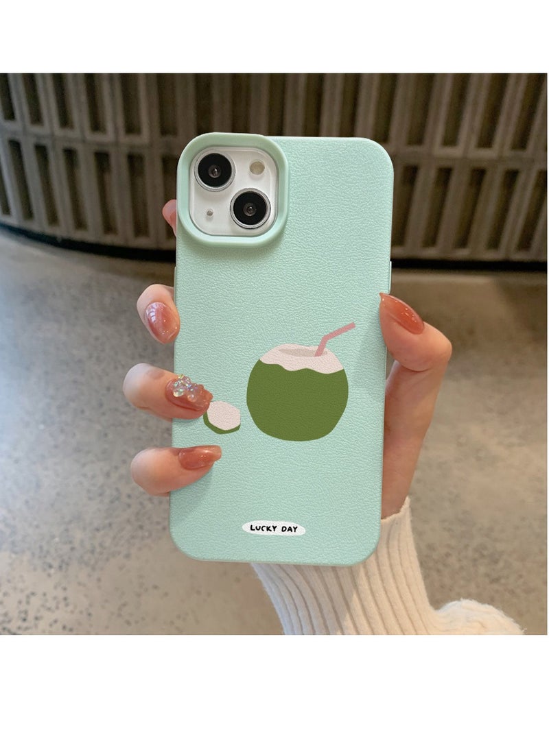 NIBEMINENT Green Coconut Protective TPU Case Cover For iPhone 14 Pro Max, Light Blue