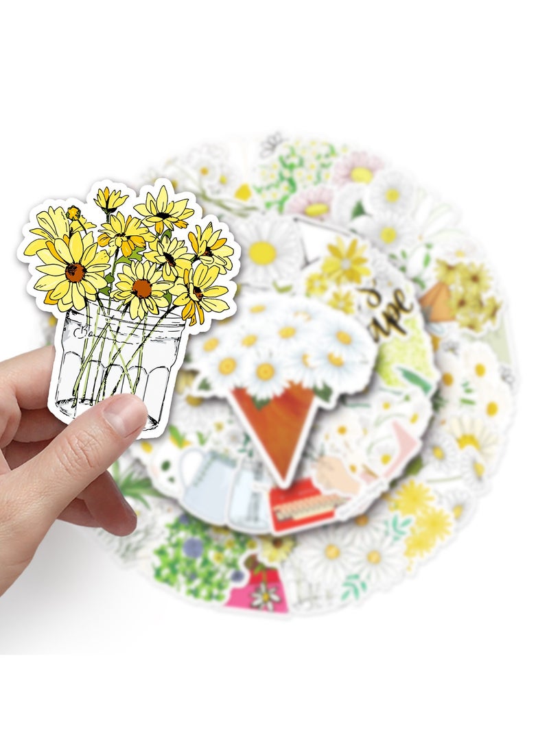 50Pcs Small Daisy Graffiti Stickers Cartoon Flower Stickers DIY Laptop Mobile Phone case Luggage Stickers - Image 5
