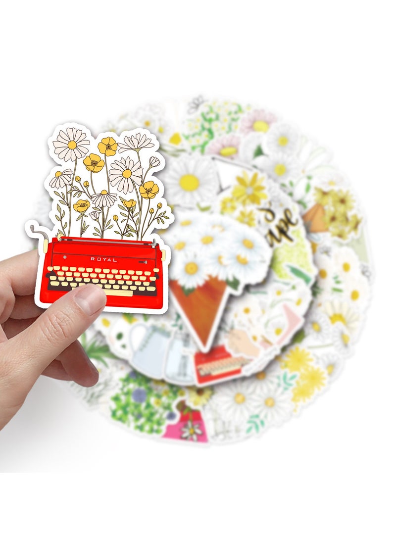 50Pcs Small Daisy Graffiti Stickers Cartoon Flower Stickers DIY Laptop Mobile Phone case Luggage Stickers - Image 4