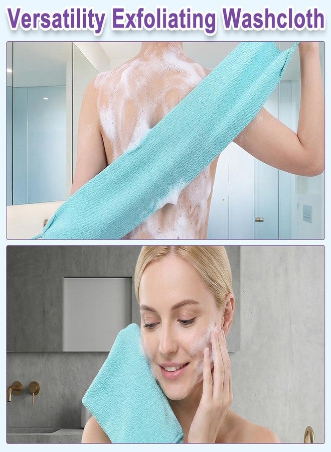 Exclaith 4Pcs Exfoliating Back Scrub, 4 Colores Extended Length Body Scrubber Cloth Towel for Shower Nylon Stretchable Bath Pull Strap for Body Cleans Skin Massages - Image 4