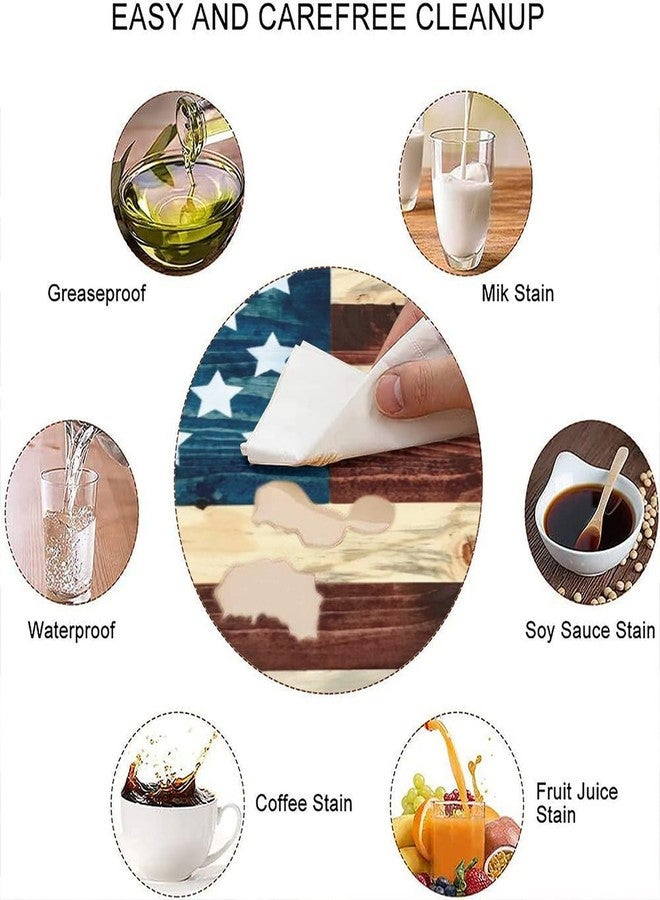 Bictucem Elastic Edge Square Fitted Tablecloth, Wood Grain USA Flag Polyester Table Cover, for Indoor Restaurant or Outdoor Patio Party Dining, Fit for 36" x 36"Square Table - Image 4