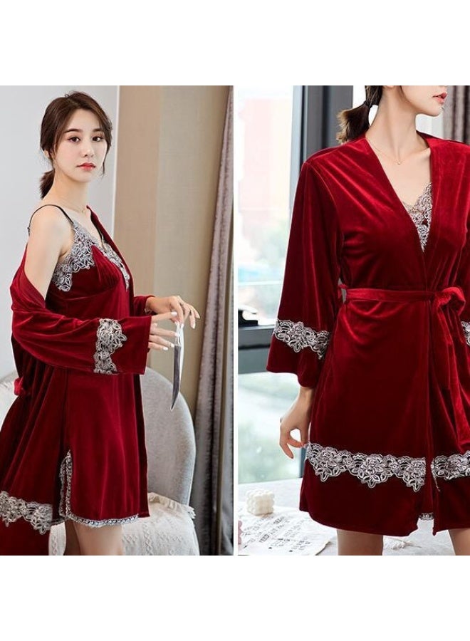 Premium Velvet Loungewear Set for Women - 4-Piece Sensual Pajama Collection - Image 3