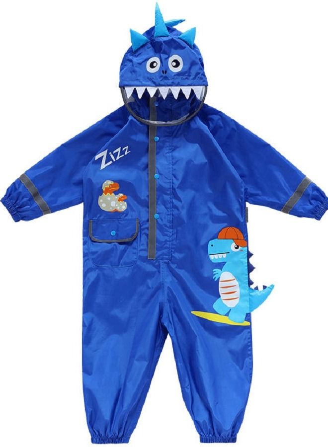 Loquat Children Dinosaur Three-Dimensional One-Piece Hooded Raincoat  - Image 1