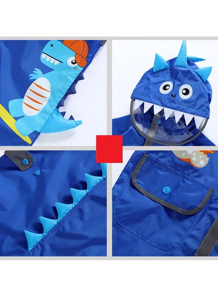 Loquat Children Dinosaur Three-Dimensional One-Piece Hooded Raincoat  - Image 2