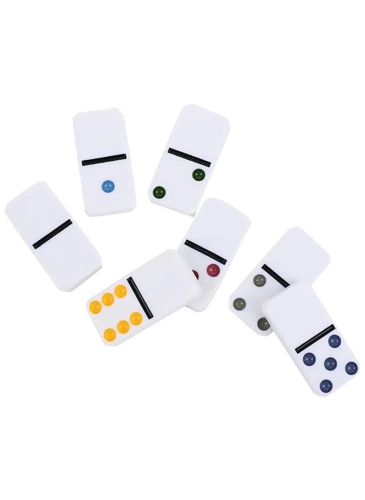 VIO - Dominoes Double Six Color Dot Dominoes Standard Set of 28 Tiles with Tin Storage Case Classic Numbers Game Set Travel Game Set 2 to 4 Players - Image 1
