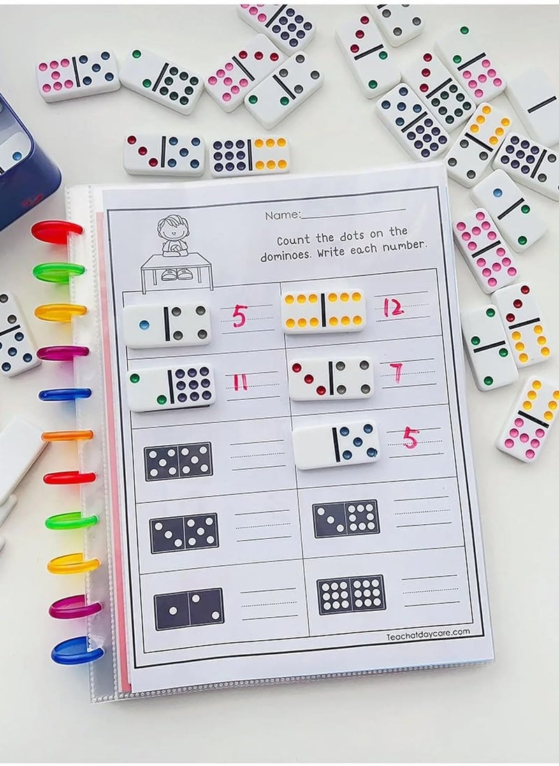 VIO - Dominoes Double Six Color Dot Dominoes Standard Set of 28 Tiles with Tin Storage Case Classic Numbers Game Set Travel Game Set 2 to 4 Players - Image 1