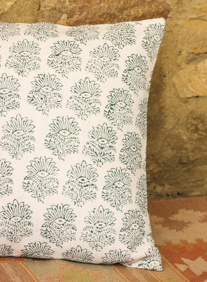Sanskrutihomes Green Cotton Ethnic Motifs Cushion Cover, Large