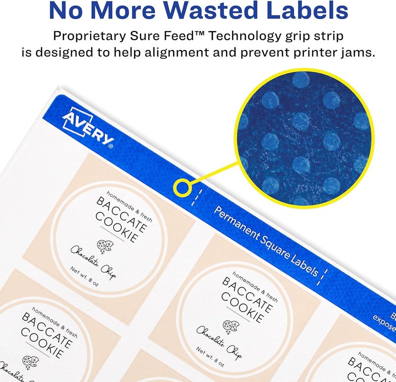 AVERY Printable Blank Square Labels, 1.5" x 1.5", Matte White, 600 Customizable Labels (22805) - Image 3