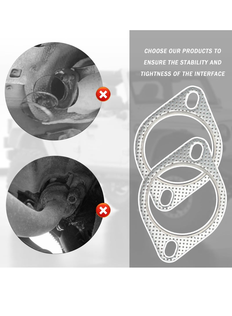 Excefore 2PCS Car Exhaust Gasket with 4PCS Exhaust Bolts,2-Bolt Exhaust Flange Gasket for Automotive Replacement Exhaust Manifold Gasket OEM#120-06310-0002,Premium Car Accessories(2.5 Inch) - Image 3