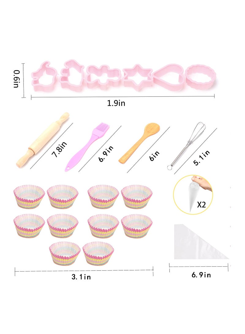SYOSI Cooking and Baking Set for Kids, 26 Pcs Baking Kit for Boys and Girls Kids Chef Role Play Costume Set with Apron/Hat/Cooking Mitt/Utensils/Cupcake Molds for Toddler Ages 3+ - Image 3
