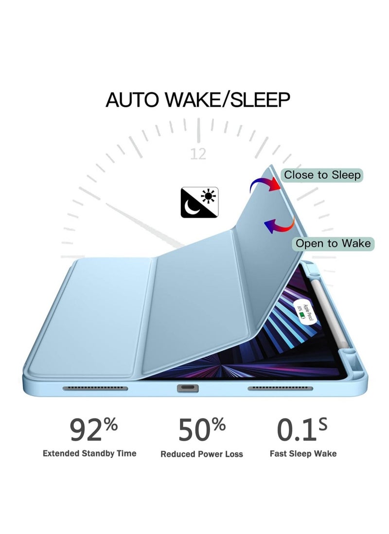 Case for iPad Pro 11 Inch 2021(3rd Gen)/2020(2nd Gen) with Pencil Holder [Support iPad 2nd Pencil Charging/Pair] Slim Trifold Stand, Smart Protective Case Cover (Light Blue) - Image 4