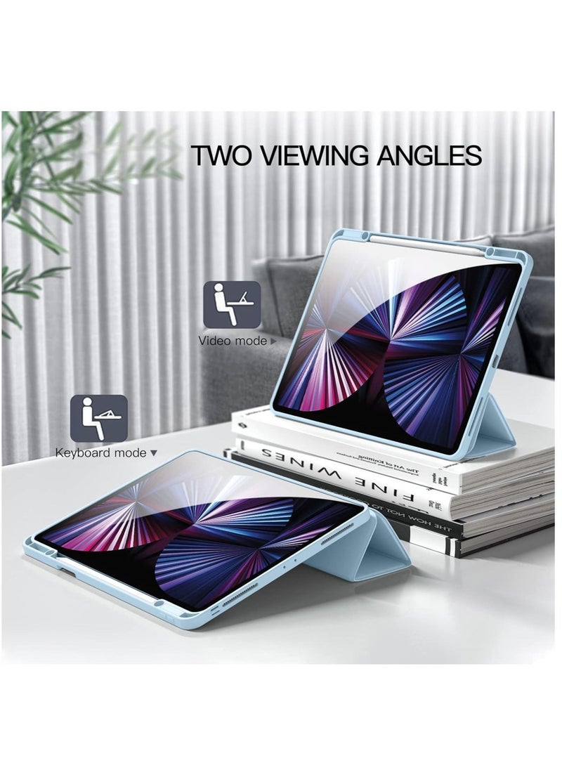 Case for iPad Pro 11 Inch 2021(3rd Gen)/2020(2nd Gen) with Pencil Holder [Support iPad 2nd Pencil Charging/Pair] Slim Trifold Stand, Smart Protective Case Cover (Light Blue) - Image 5