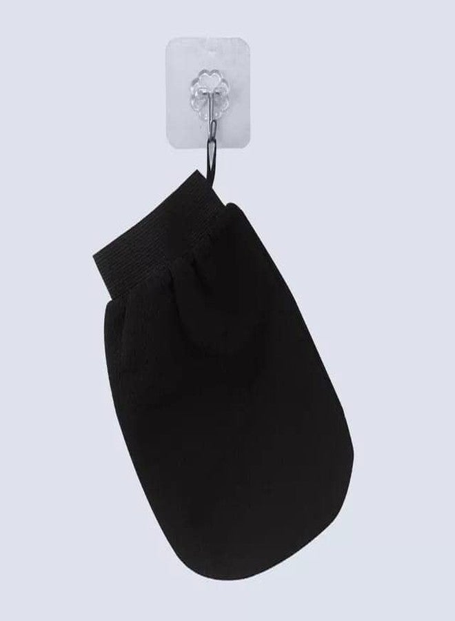 MIRARIYA FREE(Adhesive Sticky Hooks-1pic)Exfoliating Gloves for Body Cleansing and Scrubbing, Bath Gloves Tan Removal - made of Natural Fibre, Gentle on the Skin, Sustainable, Unisex Easy to Use -(Black)(Pack of 2) - Image 1