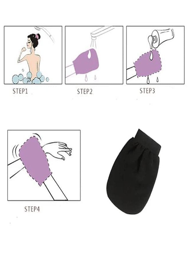MIRARIYA FREE(Adhesive Sticky Hooks-1pic)Exfoliating Gloves for Body Cleansing and Scrubbing, Bath Gloves Tan Removal - made of Natural Fibre, Gentle on the Skin, Sustainable, Unisex Easy to Use -(Black)(Pack of 2) - Image 4