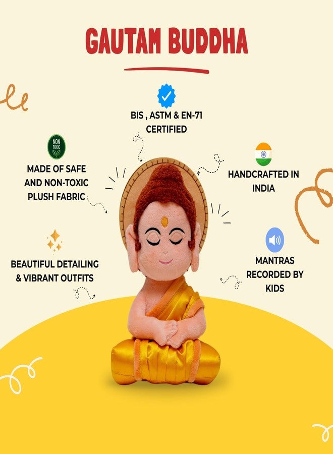 Panda's Box Mantra Chanting Lord Gautam Buddha Soft Toy | Plush Musical Meditating Idol/Showpiece for Home Decor | Non-Toxic, Safe I Make Kids Learn Values Like Kindness & Compassion | 25CM - Image 4