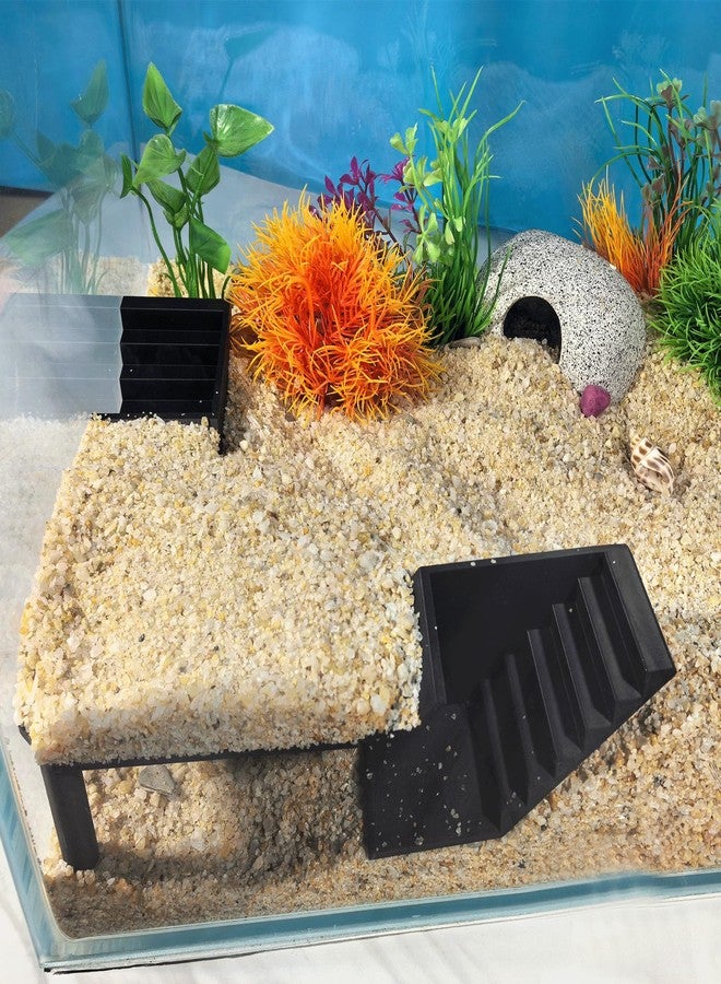 LingoFoto Aquarium Undergravel Fish Tunnel Hide Cave Corner Fishes Tank Decorations Under Gravel Viewing Tunnel Fish Cave for Aquarium Hideout (Black,Style 3) - Image 1