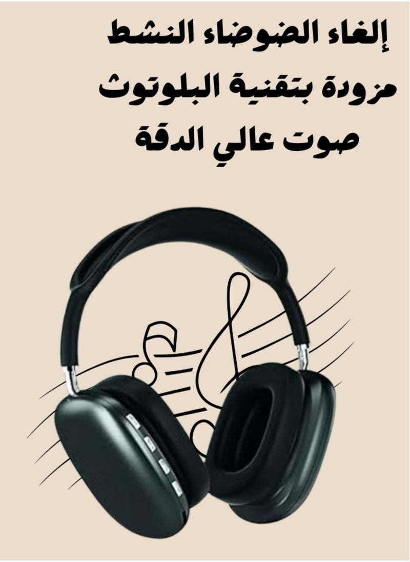 P9 - P9 Wireless Bluetooth Over-Ear Headphone with Mic Black. - Image 1
