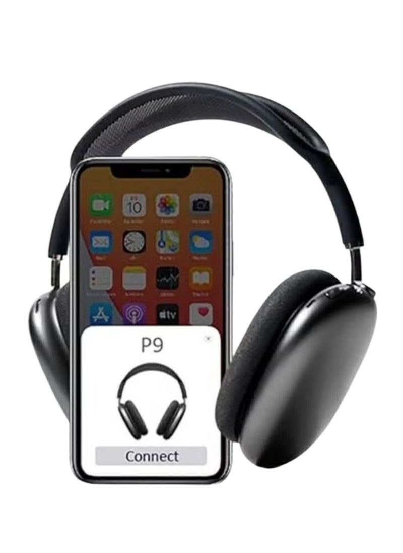 P9 - P9 Wireless Bluetooth Over-Ear Headphone with Mic Black. - Image 1