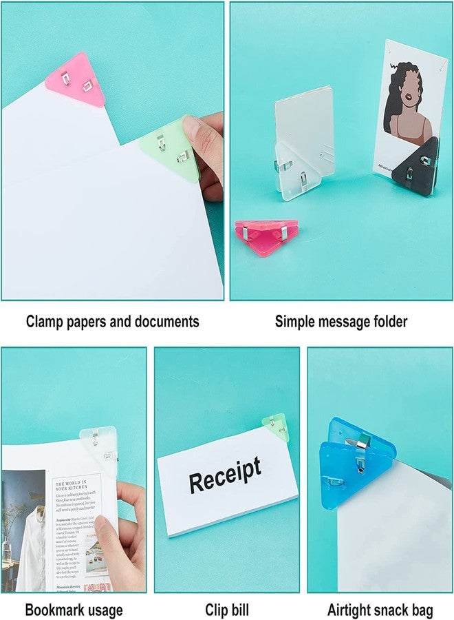 JICOOT 10 PCS Triangle Paper Clip, Bookmarks, Document Tools & Binder Clips - Multi-Color, Office & Reading, Snack / Paper Clamp Clip Dispenser - Image 4