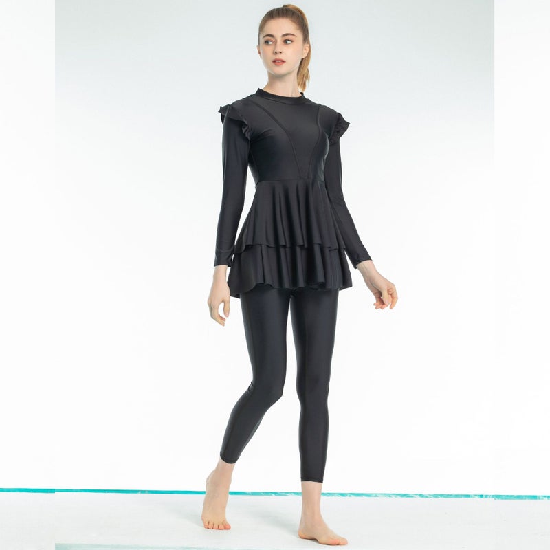 Long Sleeve Burkini Modest Swimwear Black
