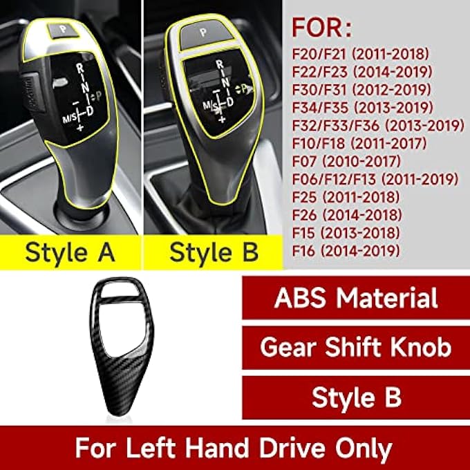 TJMR Car Sticker Decals Gear Shift Knob Cover Carbon Color ABS Trim fits for BMW F20 F21 F22 F30 F31 F32 F33 F34 F35 F36 F07 F10 F12 F15 F16 F25 F26 Accessories (Style B) - Image 4