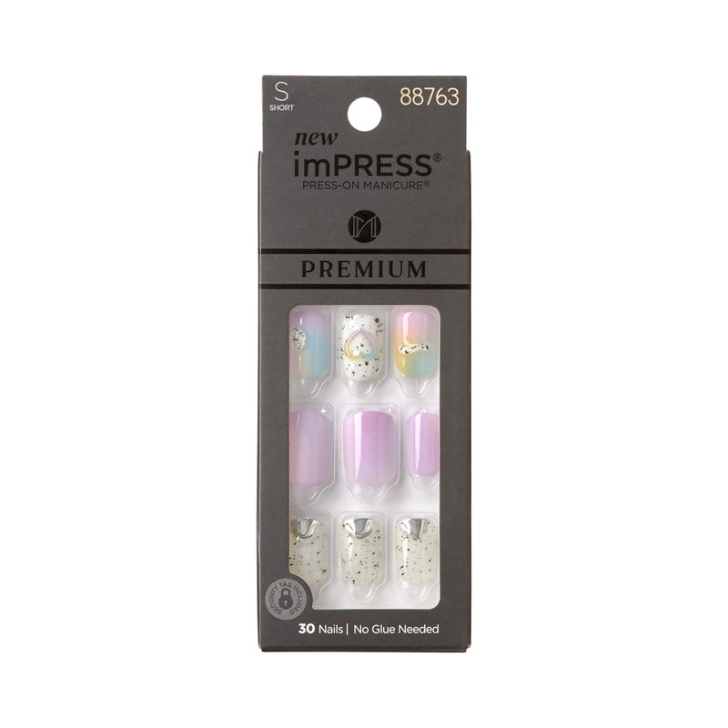 Impress KISS imPRESS Press-On Manicure Premium Collection Fake Nails - Sweet Life, Purple Jelly Squiggle, Short & Square, Easy To Apply, Super Hold, Chip Proof, Smudge Proof, No Dry Time, Durable | 30 Count - Image 1