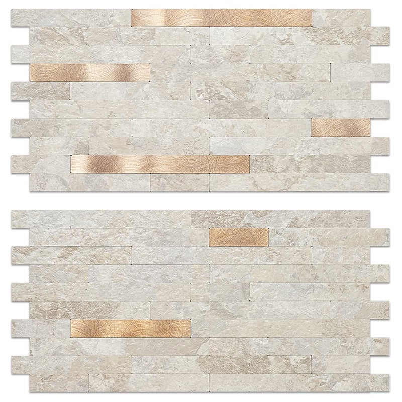 AULIGET 20 Sheets Faux Stone Peel and Stick Backsplash  Beige Marble Look PVC Wall Tiles Stick on Backsplash for Kitchen - Image 1
