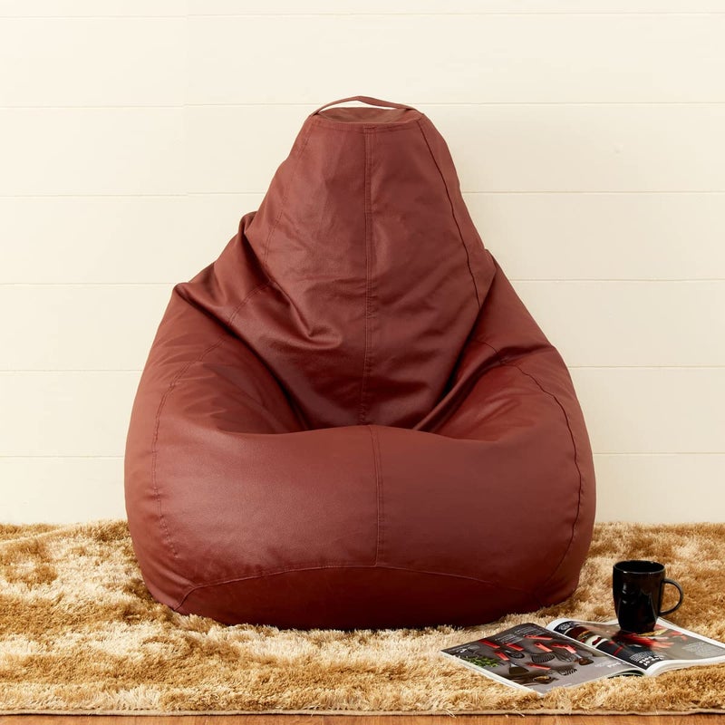 Home Centre Flabby Tan Faux Leather Bean Bag