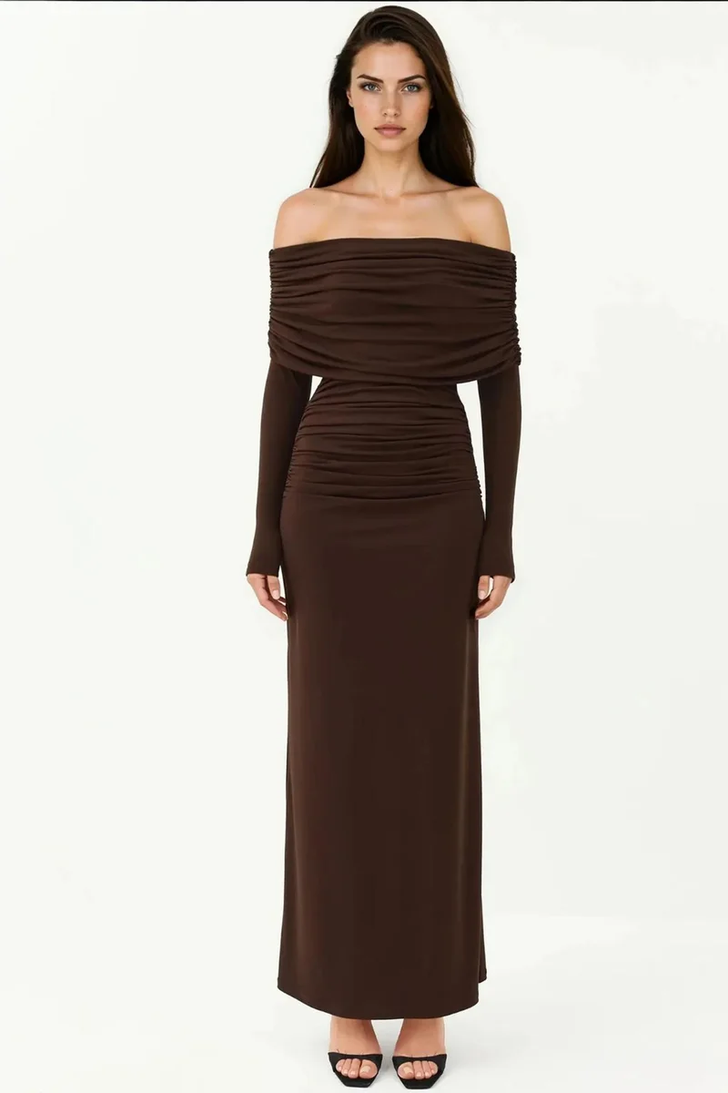 Hiccup Off-Shoulder Bodycon Maxi Dress