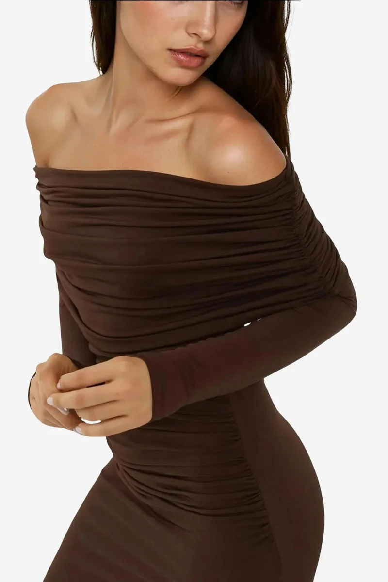 Hiccup Off-Shoulder Bodycon Maxi Dress