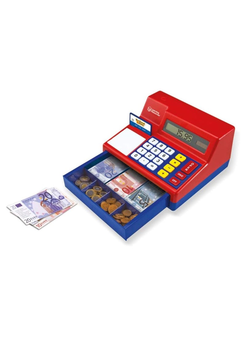 Learning Resources Pretend Calculator Cash Register with Euro Play Money  - Image 1