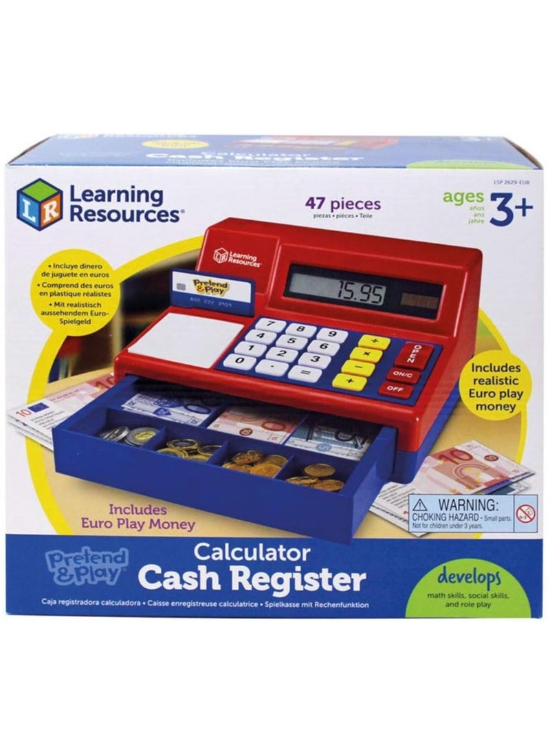 Learning Resources Pretend Calculator Cash Register with Euro Play Money  - Image 2
