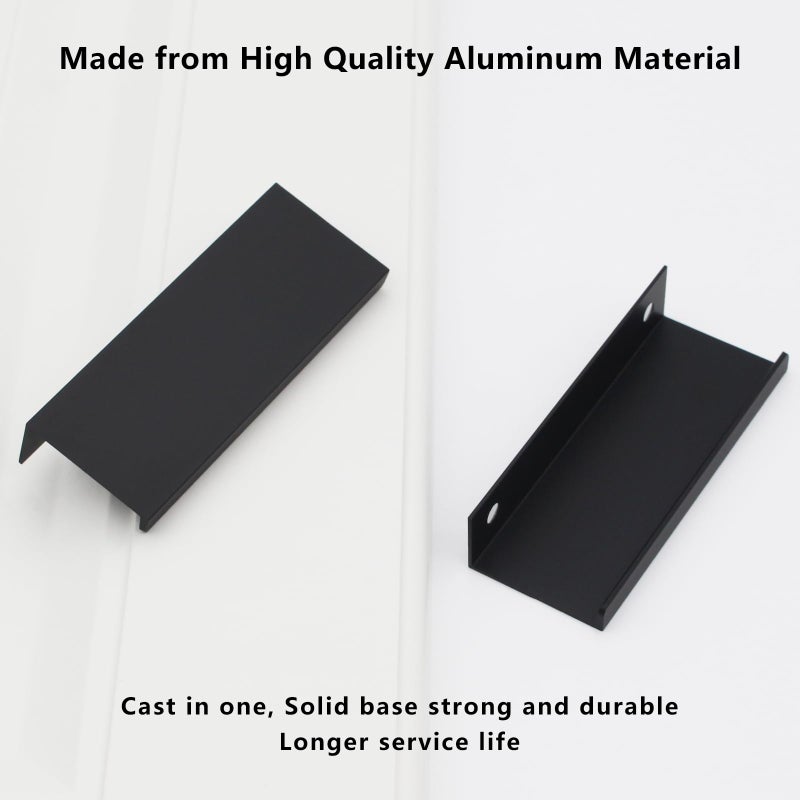 Hanihua 10 Pack Black Cabinet Handles Modern Finger Edge Pulls For Cabinets 3.15Inch/80Mm Length, Finger Drawer Pulls Kitchen Drawer Tabs Pull Concealed Tab Handle Matte Black Aluminum - Image 4