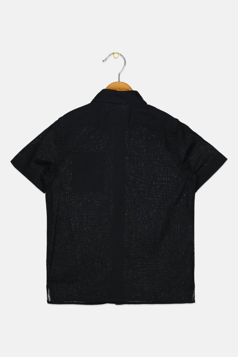 GAP Kids Boy Regular Fit Plain Short Sleeve Casual Shirts, Black  - Image 2