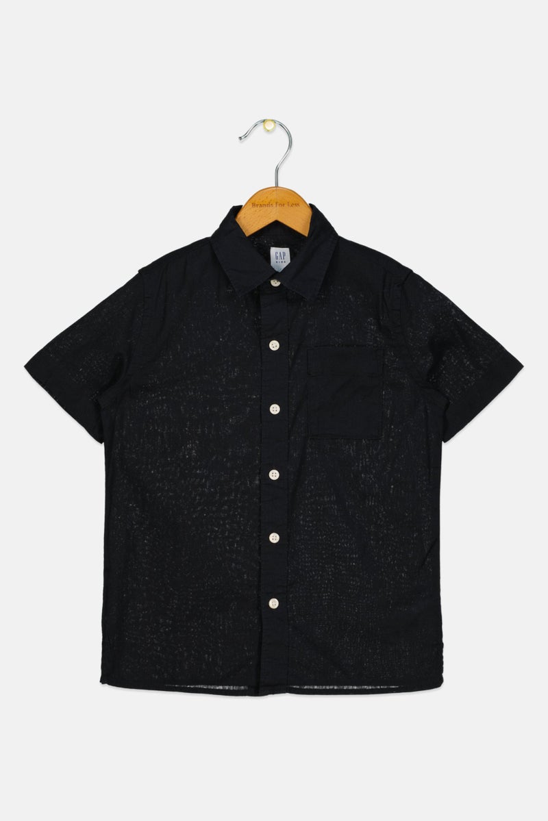 GAP Kids Boy Regular Fit Plain Short Sleeve Casual Shirts, Black  - Image 1