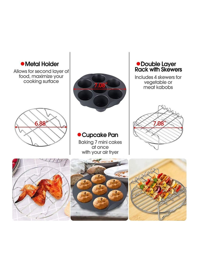 GGEROU - Air Fryer Accessories Set,7 Inch Set of 9,with Recipes Cookbook - Image 1