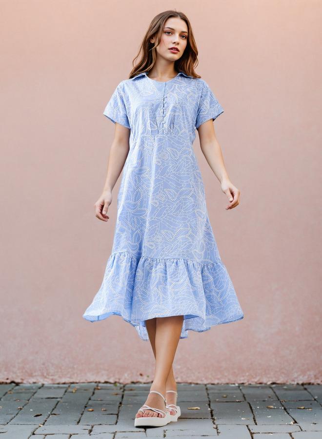 تواكستريمز فستان مطرز بالكامل بياقة مكشكشة - Image 2