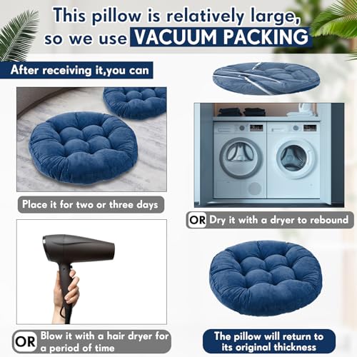 Jerify Floor Pillow Cushions Large Round Square Large Meditation Floor Pillow for Classroom Adult Meditation Picnic Party Seating Learning Daycare School(Round,Navy Blue,4 Pcs) - Image 3