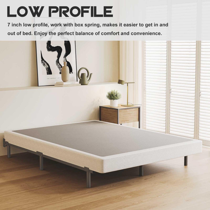 Bedsnus 7 Inch Metal Bed Frame Queen Size, Compatible with Most Brand Box Spring Or Mattress, 9-Leg Support Bed Base, Headboard Attachable, Noise-Free, Easy Assembly, Black - Image 4