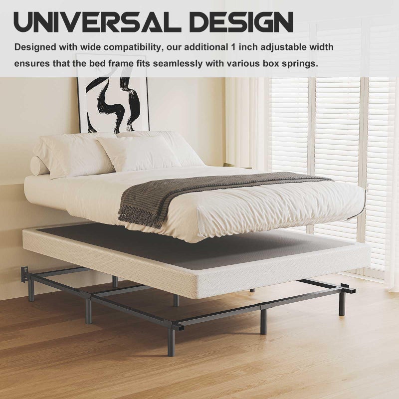 Bedsnus 7 Inch Metal Bed Frame Queen Size, Compatible with Most Brand Box Spring Or Mattress, 9-Leg Support Bed Base, Headboard Attachable, Noise-Free, Easy Assembly, Black - Image 3